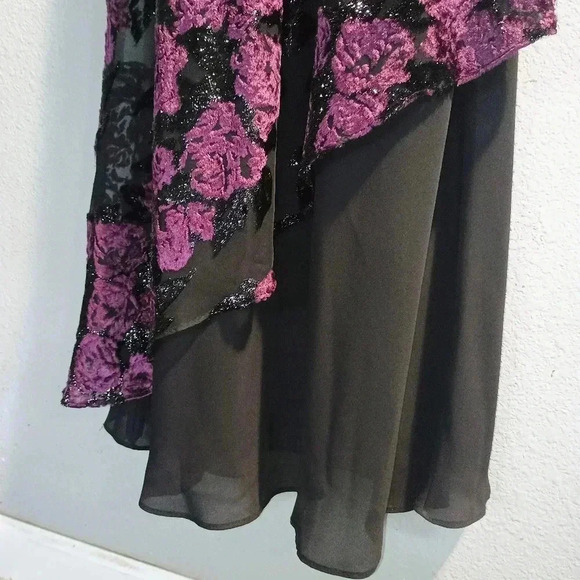 Vintage Niki by NikiLivas Maxi Floral Dress Asymmetrical Black Purple Formal NWT - Picture 10 of 15